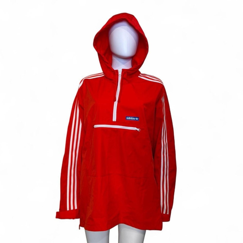 Adidas Originals Red Half-Zip Windbreaker Anorak - Men’s Size